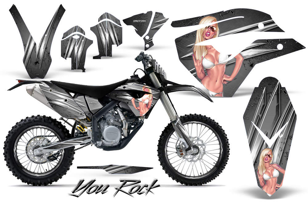 Husaberg FE570 Enduro 2010 Graphics Kit You Rock Silver NP Rims